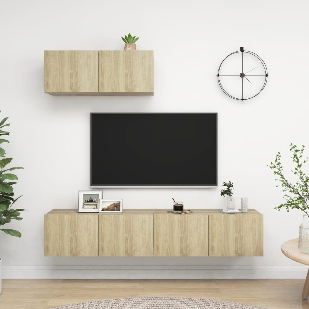 Mobili Porta TV 3 pz Rovere Sonoma in Legno Multistrato vidaXL