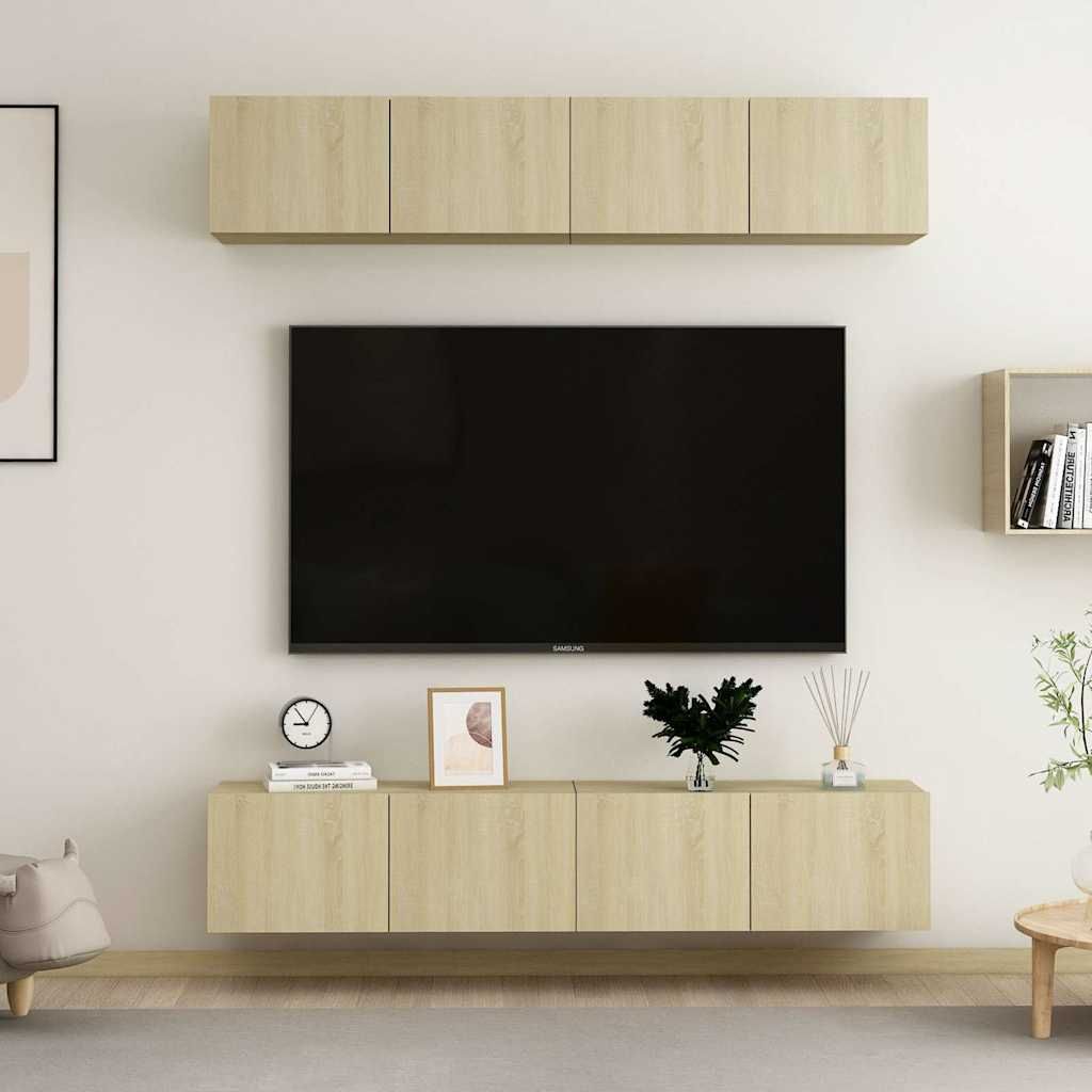 Mobili TV 4 pz Rovere Sonoma 80x30x30 cm in Legno Multistrato vidaXL