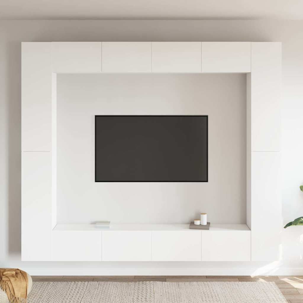 Set Mobili Porta TV 8 pz Bianco in Legno Multistrato vidaXL