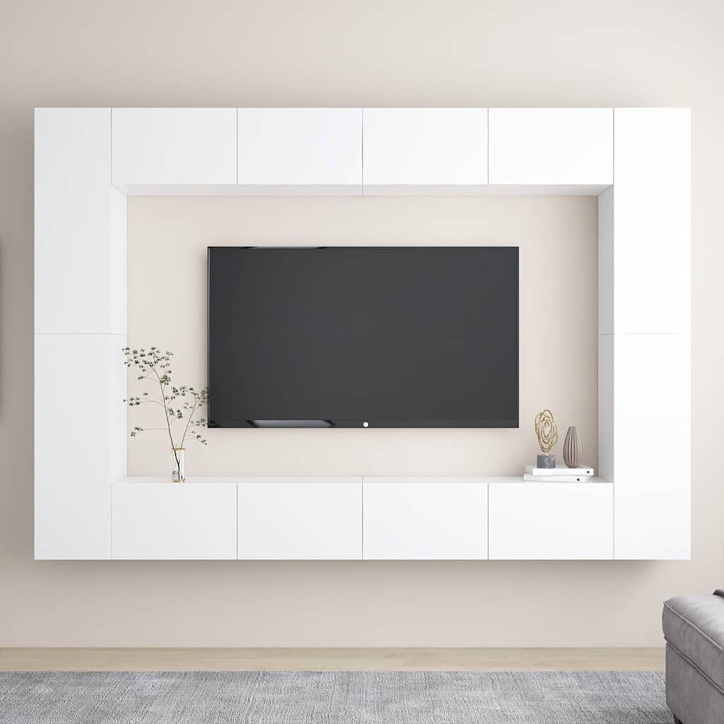 Set Mobili Porta TV 8 pz Bianco in Legno Multistrato vidaXL