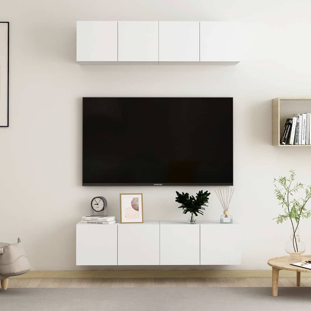 Mobili Porta TV 4 pz Bianchi 60x30x30 cm in Legno Multistrato vidaXL