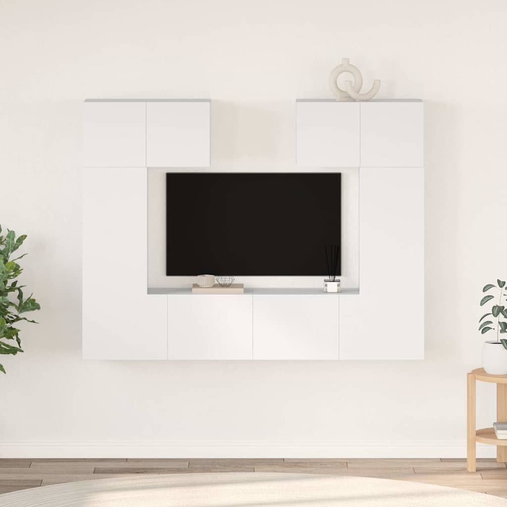 Set di Mobili Porta TV 6 pz Bianco in Legno Multistrato vidaXL