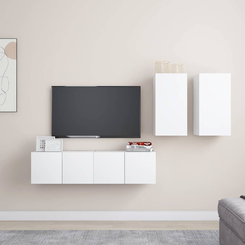 Set Mobili Porta TV 4 pz Bianco in Legno Multistrato vidaXL