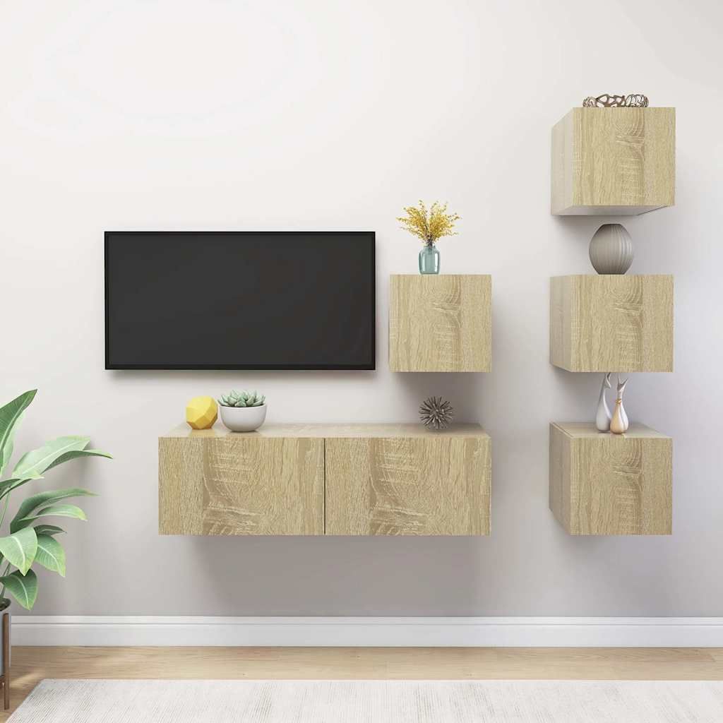 Set di Mobili Porta TV 5 pz Rovere Sonoma in Legno Multistrato vidaXL