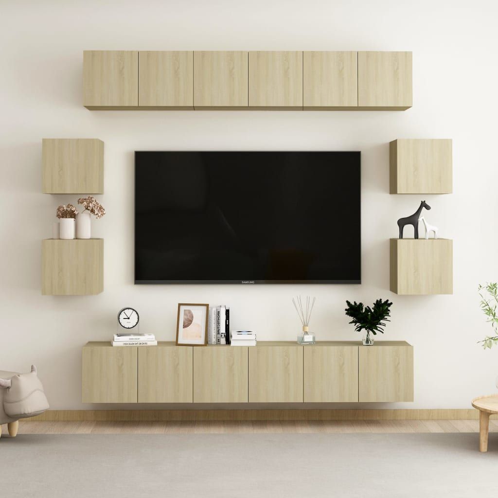 Set di Mobili Porta TV 10 pz Rovere Sonoma in Legno Multistrato vidaXL