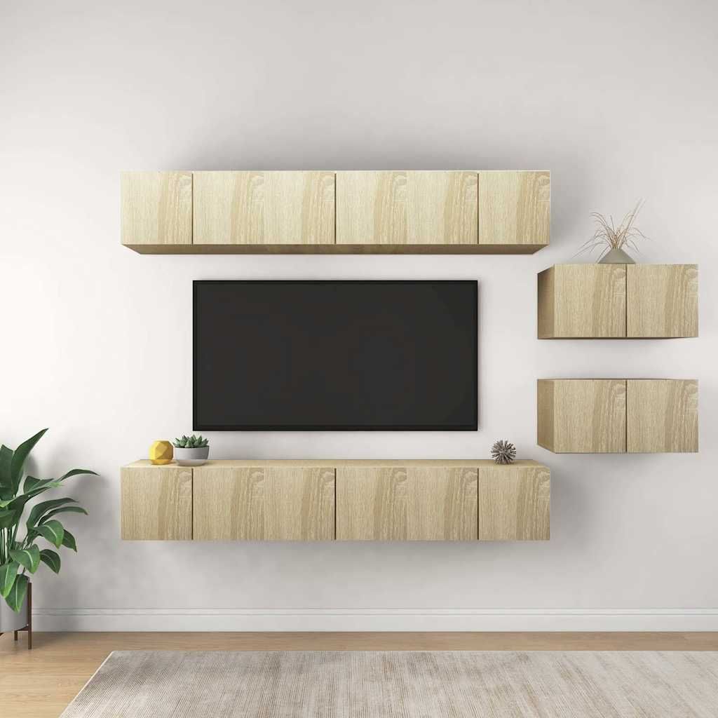 Mobili Porta TV 8 pz Rovere Sonoma in Legno Multistrato vidaXL