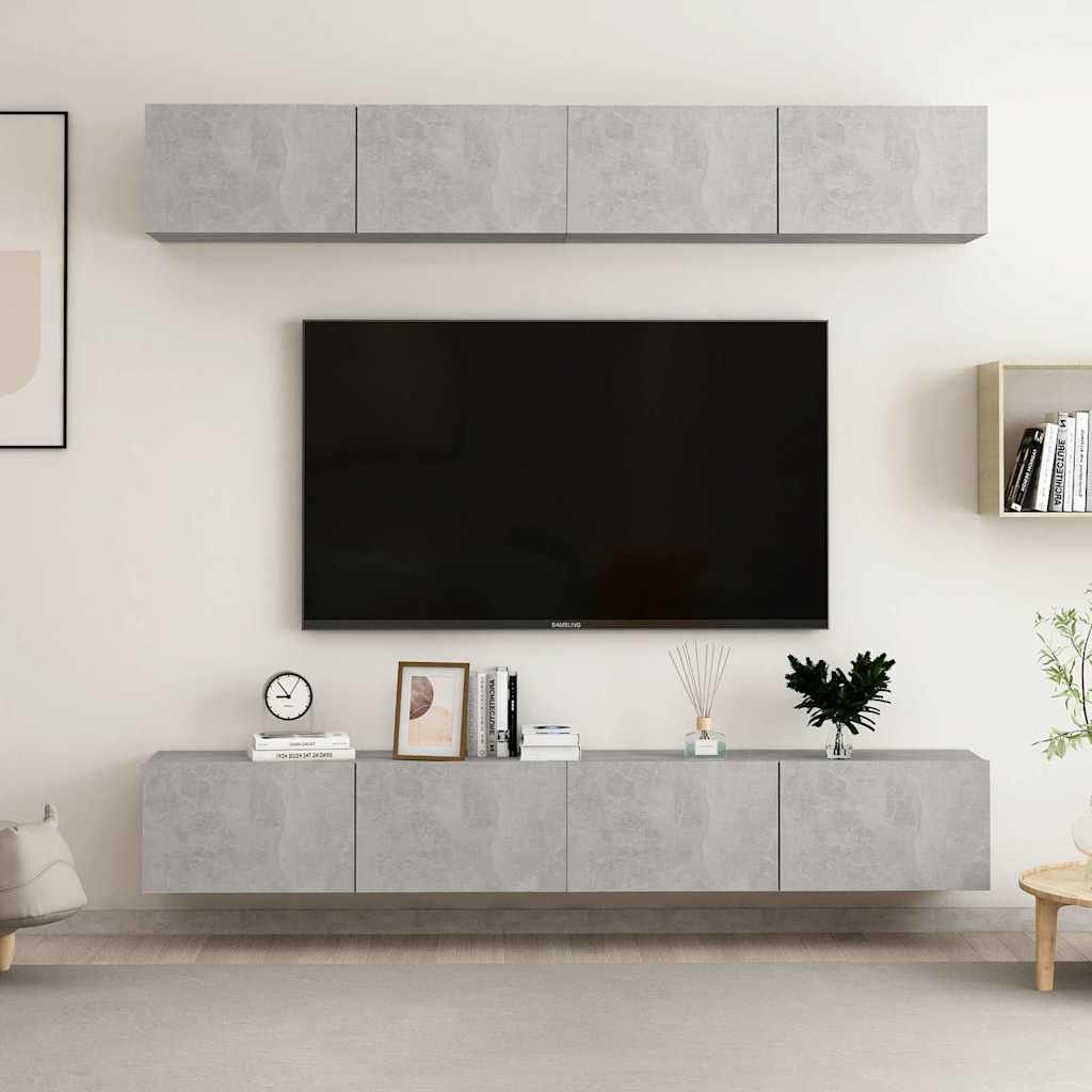 Mobili TV 4 pz Grigio Cemento 100x30x30 cm in Legno Multistrato vidaXL