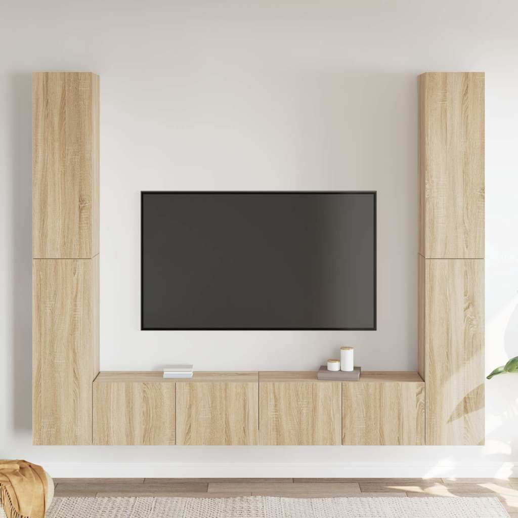 Set di Mobili Porta TV 6 pz Rovere Sonoma in Legno Multistrato vidaXL