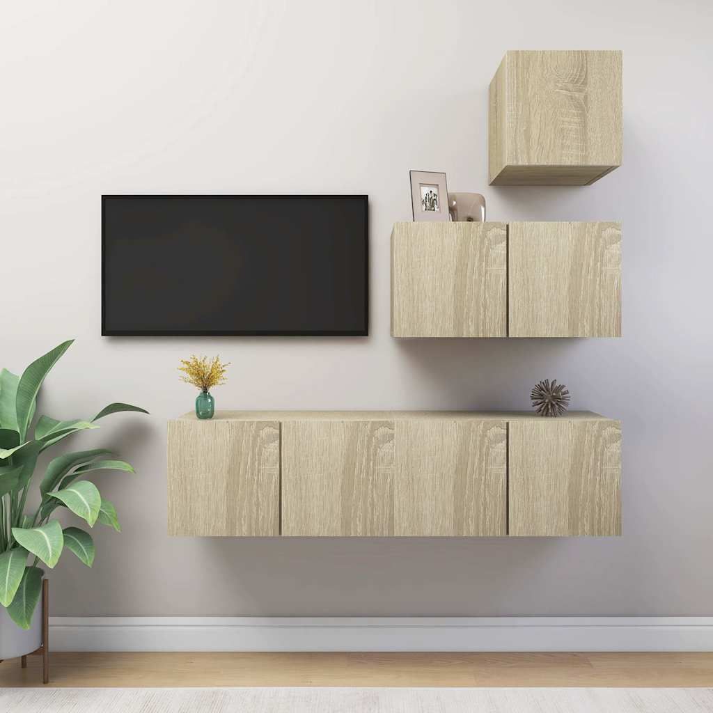 Set di Mobili TV 4 pz Rovere Sonoma in Legno Multistrato vidaXL