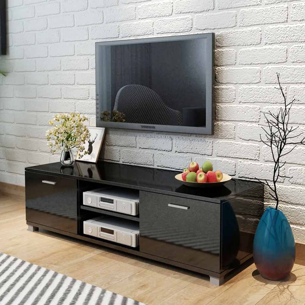 Mobile Porta TV Nero Lucido 140x40,5x35 cm vidaXL