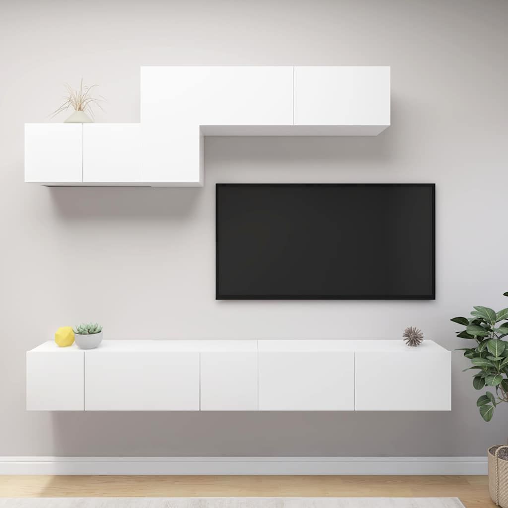 Set di Mobili Porta TV 6 pz Bianco in Legno Multistrato vidaXL