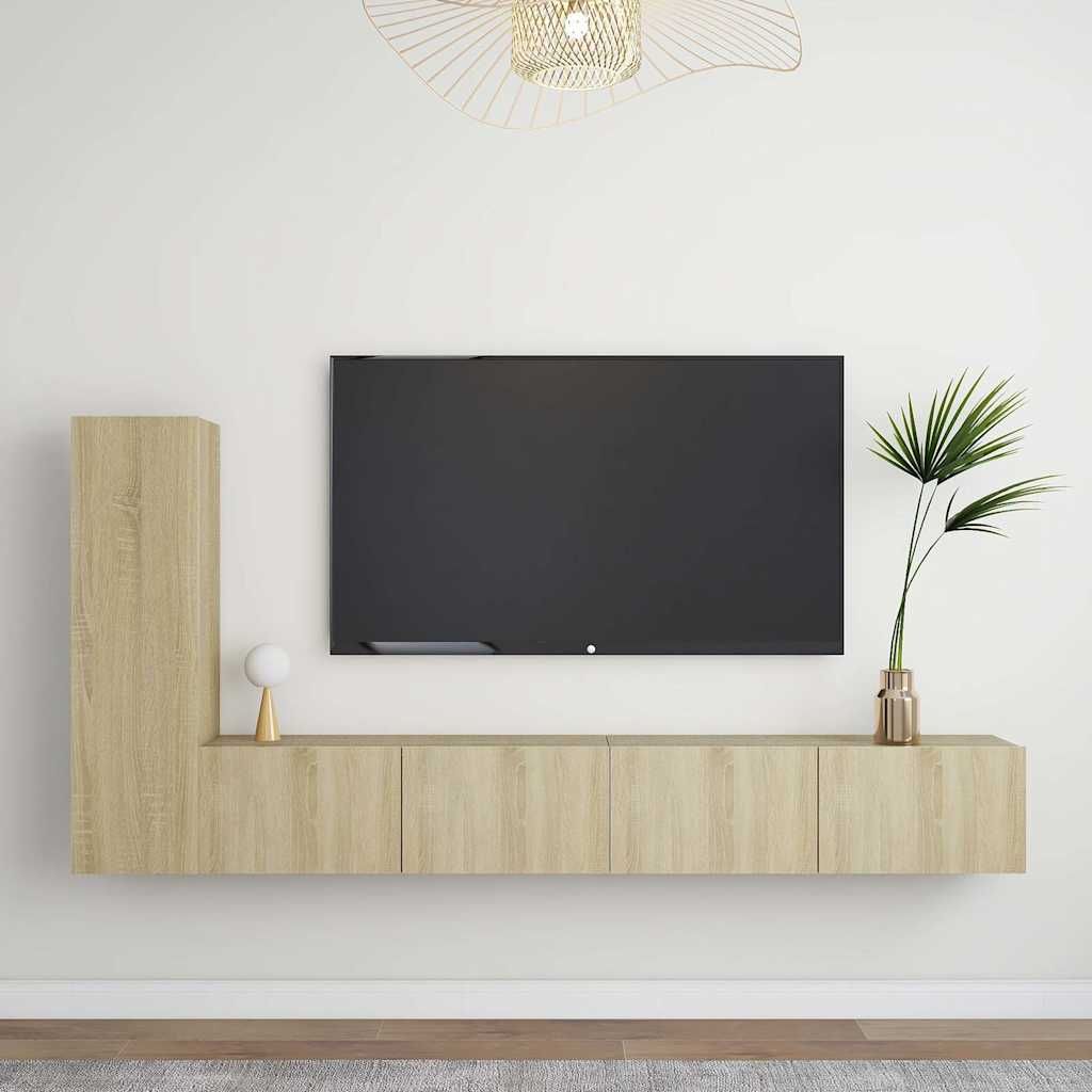 Set di Mobili Porta TV 3 pz Rovere Sonoma in Legno Multistrato vidaXL