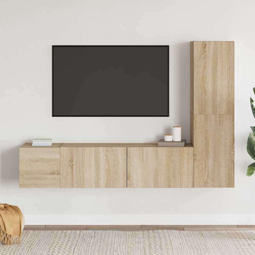 Set di Mobili Porta TV 3 pz Rovere Sonoma in Legno Multistrato vidaXL