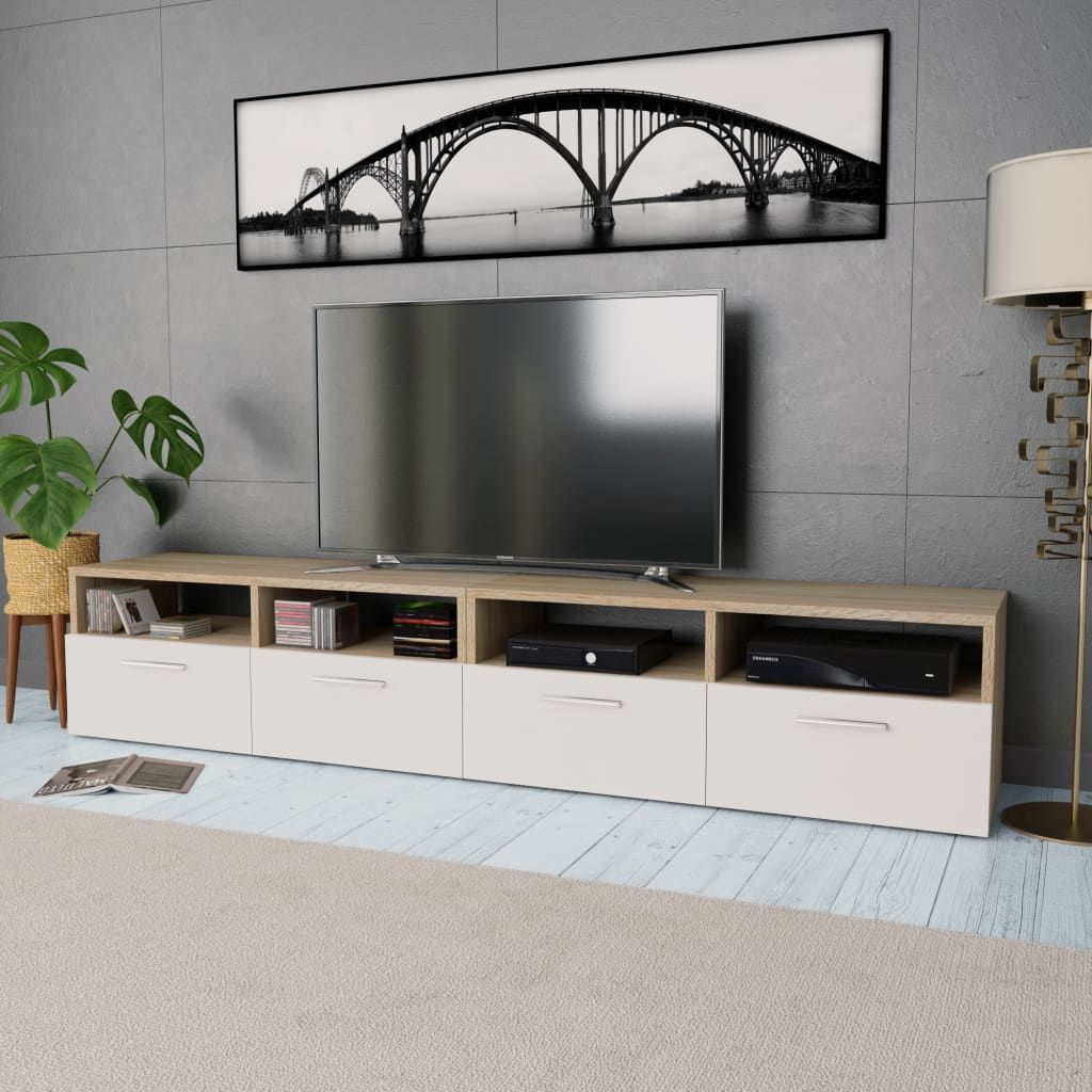Mobili TV 2 pz in Legno Multistrato 95x35x36 cm Rovere e Bianco vidaXL