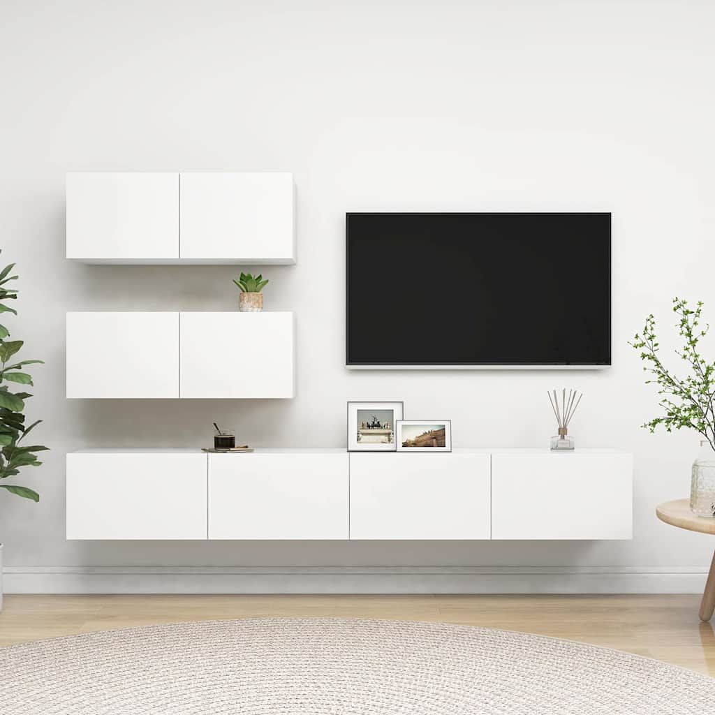 Set Mobili Porta TV 4 pz Bianco in Legno Multistrato vidaXL