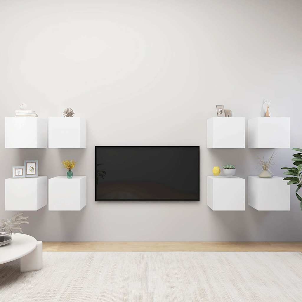 Mobili Porta TV a Parete 8 pz Bianchi 30,5x30x30 cm vidaXL