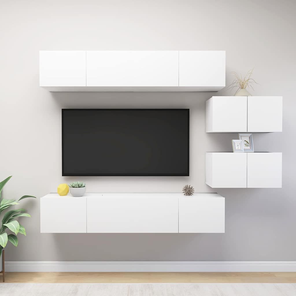 Set Mobili Porta TV 6 pz Bianco in Legno Multistrato vidaXL