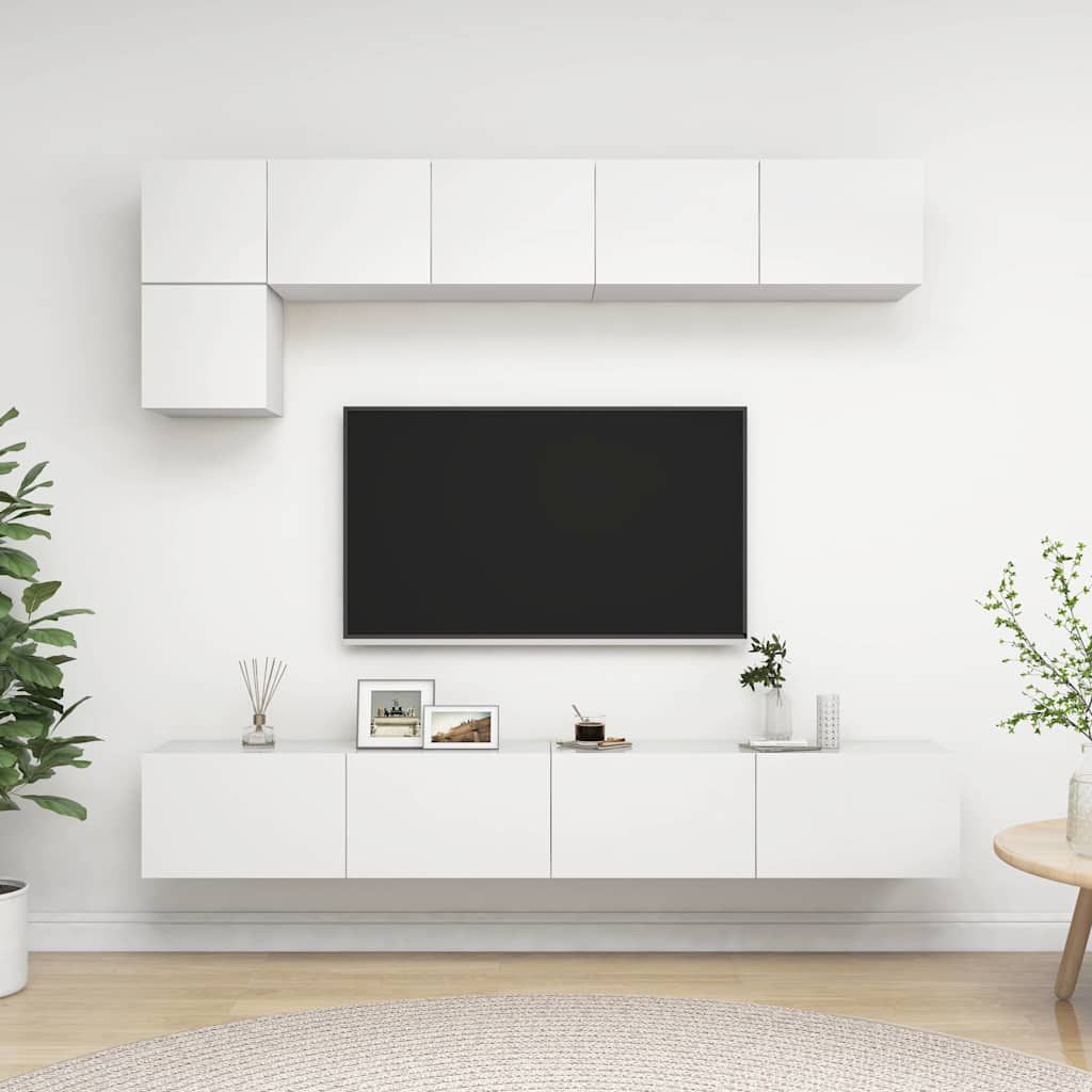 Set Mobili Porta TV 5 pz Bianco in Legno Multistrato vidaXL