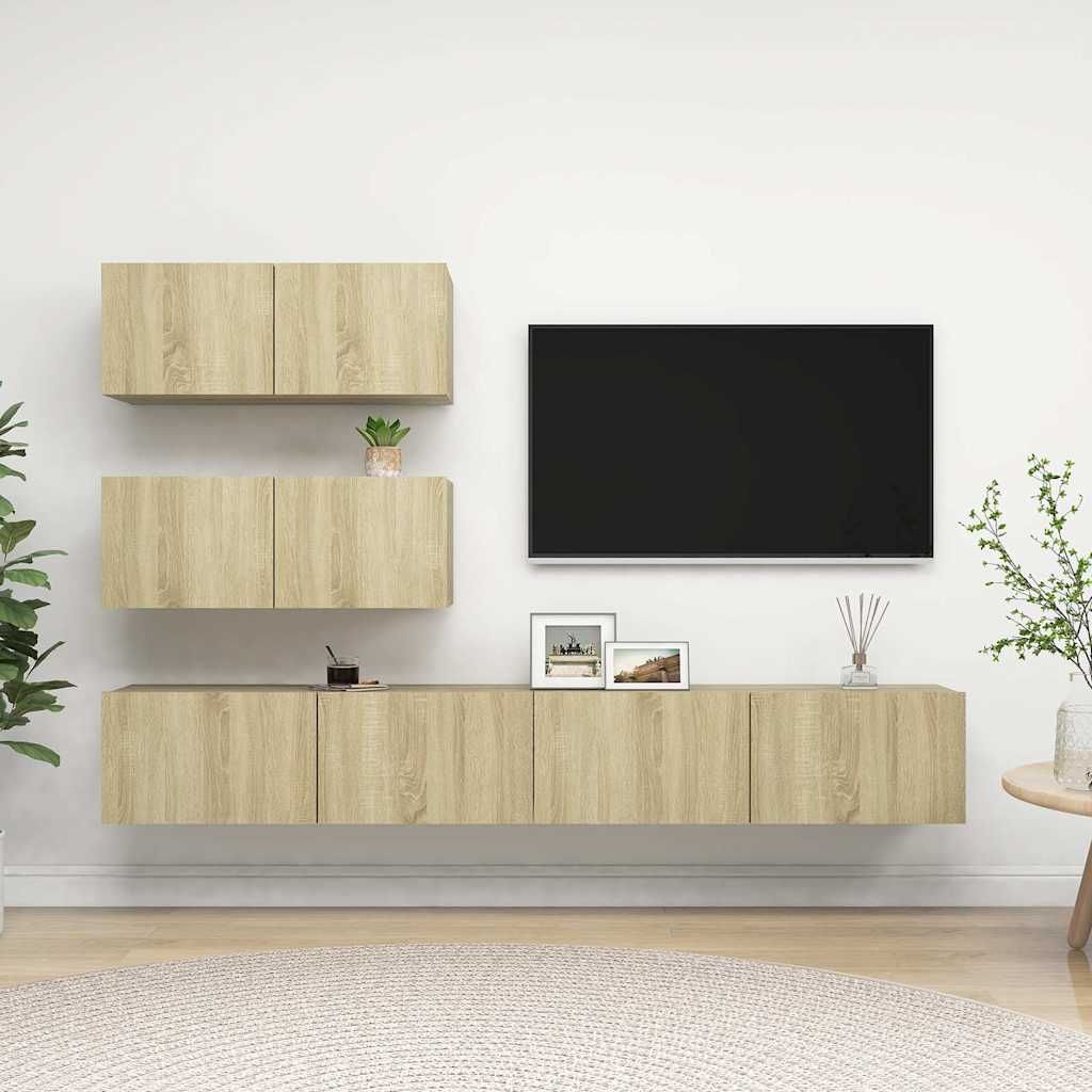 Set di Mobili Porta TV 4 pz Rovere Sonoma in Legno Multistrato vidaXL