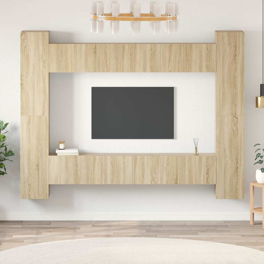Set di Mobili Porta TV 10 pz Rovere Sonoma in Legno Multistrato vidaXL