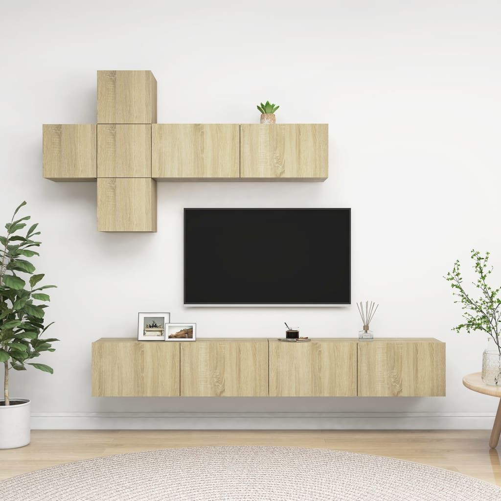 Set di Mobili Porta TV 7 pz Rovere Sonoma in Legno Multistrato vidaXL