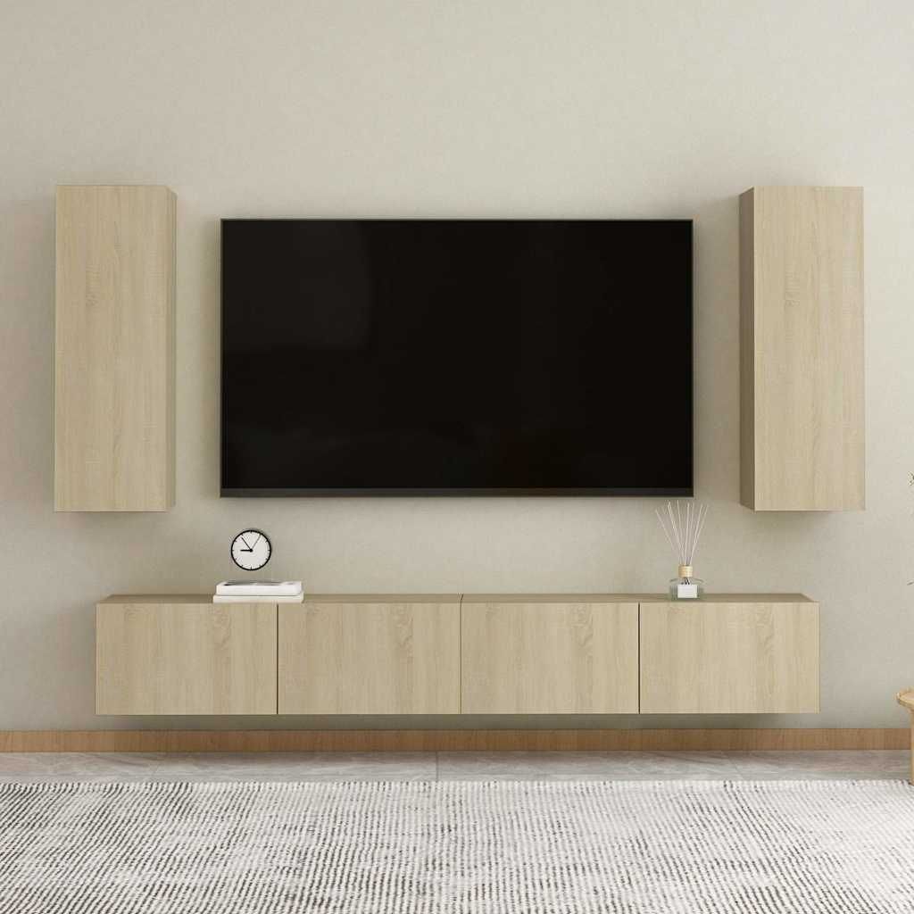 Set di Mobili TV 4 pz Rovere Sonoma in Legno Multistrato vidaXL