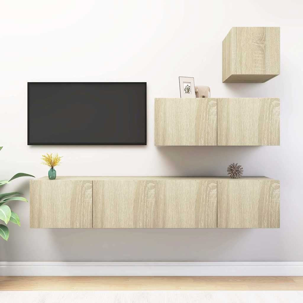 Set di Mobili Porta TV 4 pz Rovere Sonoma in Legno Multistrato vidaXL