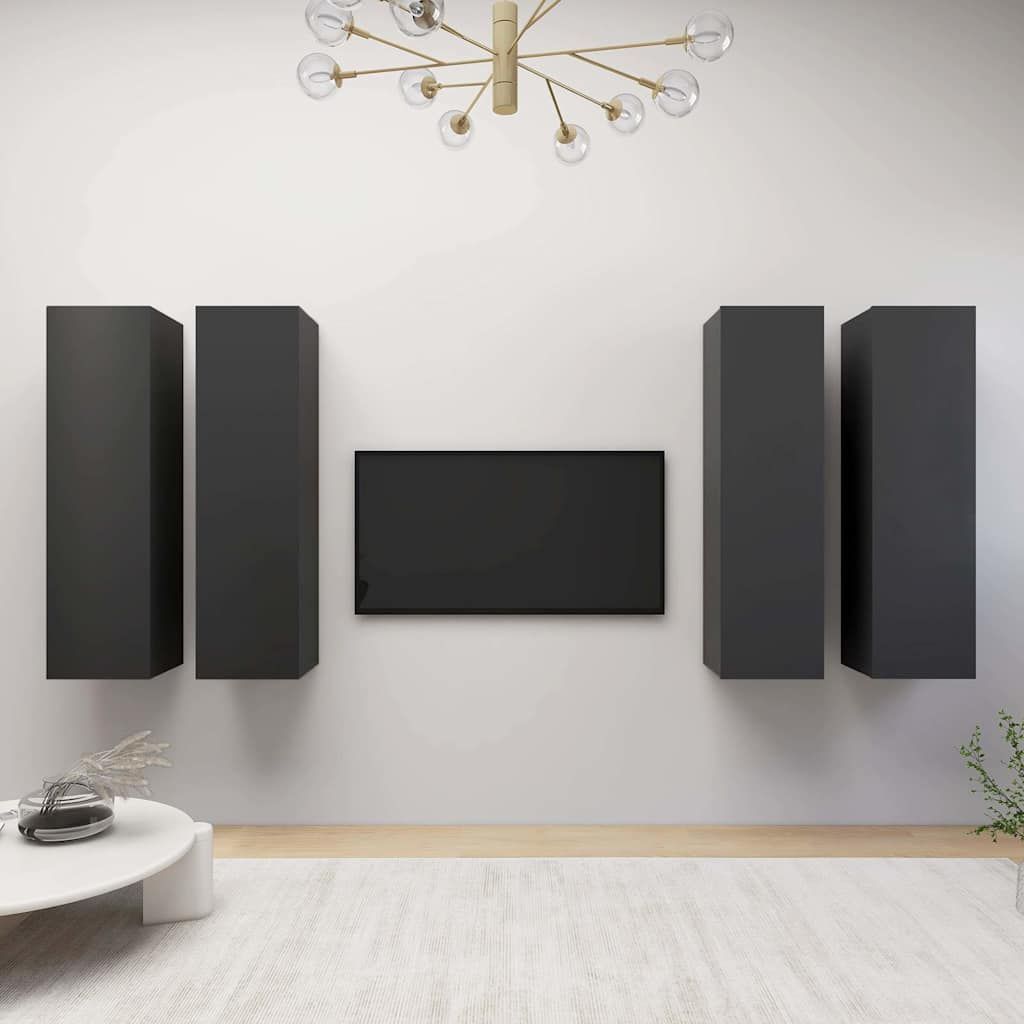 Mobili Porta TV 4pz Grigi 30,5x30x110 cm in Legno Multistrato vidaXL