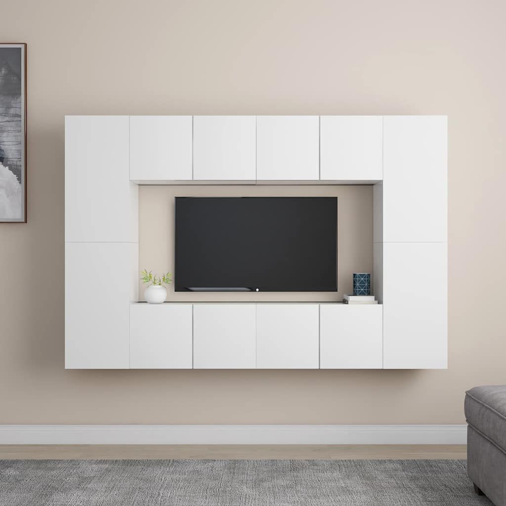Set Mobili Porta TV 8 pz Bianco in Legno Multistrato vidaXL