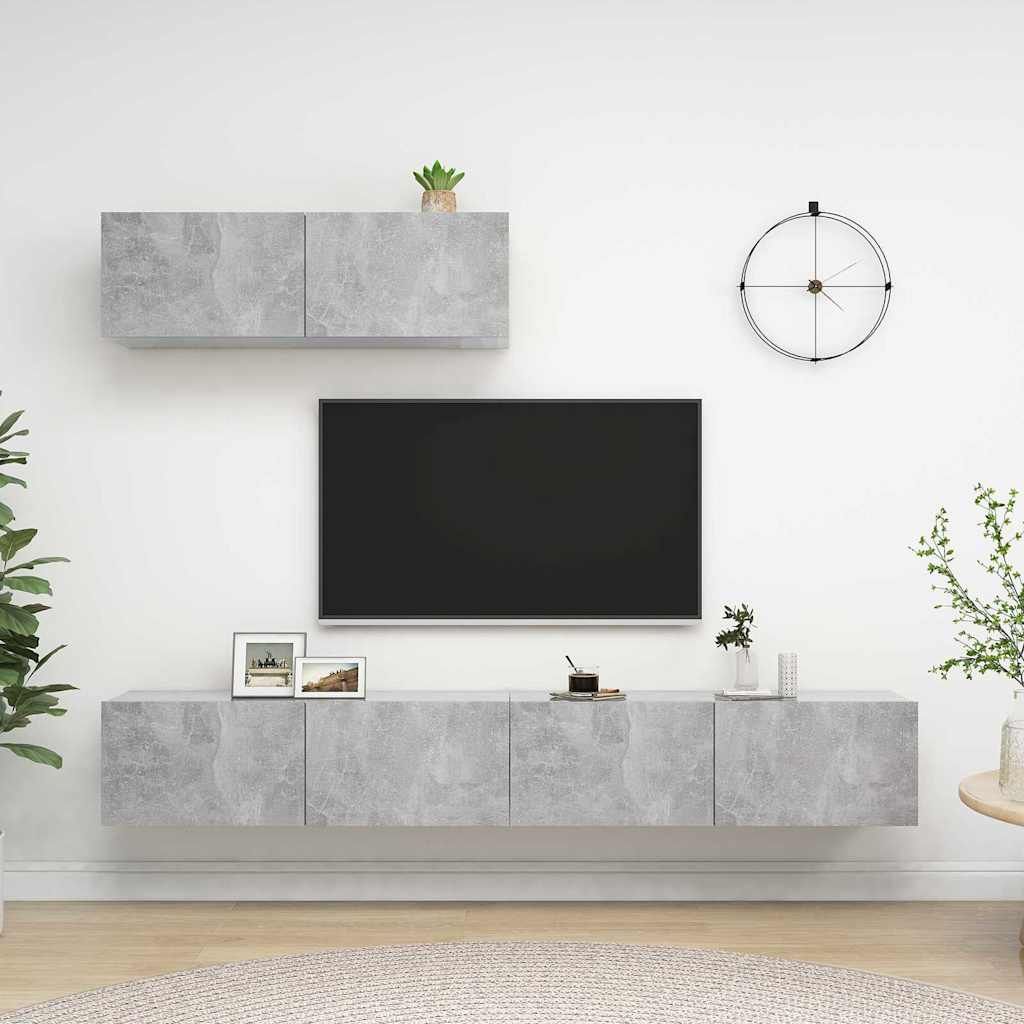 Mobili Porta TV 3 pz Grigio Cemento in Legno Multistrato vidaXL