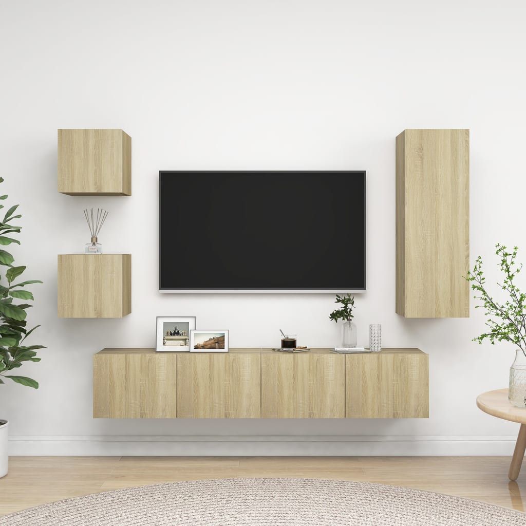 Set di Mobili TV 5 pz Rovere Sonoma in Legno Multistrato vidaXL