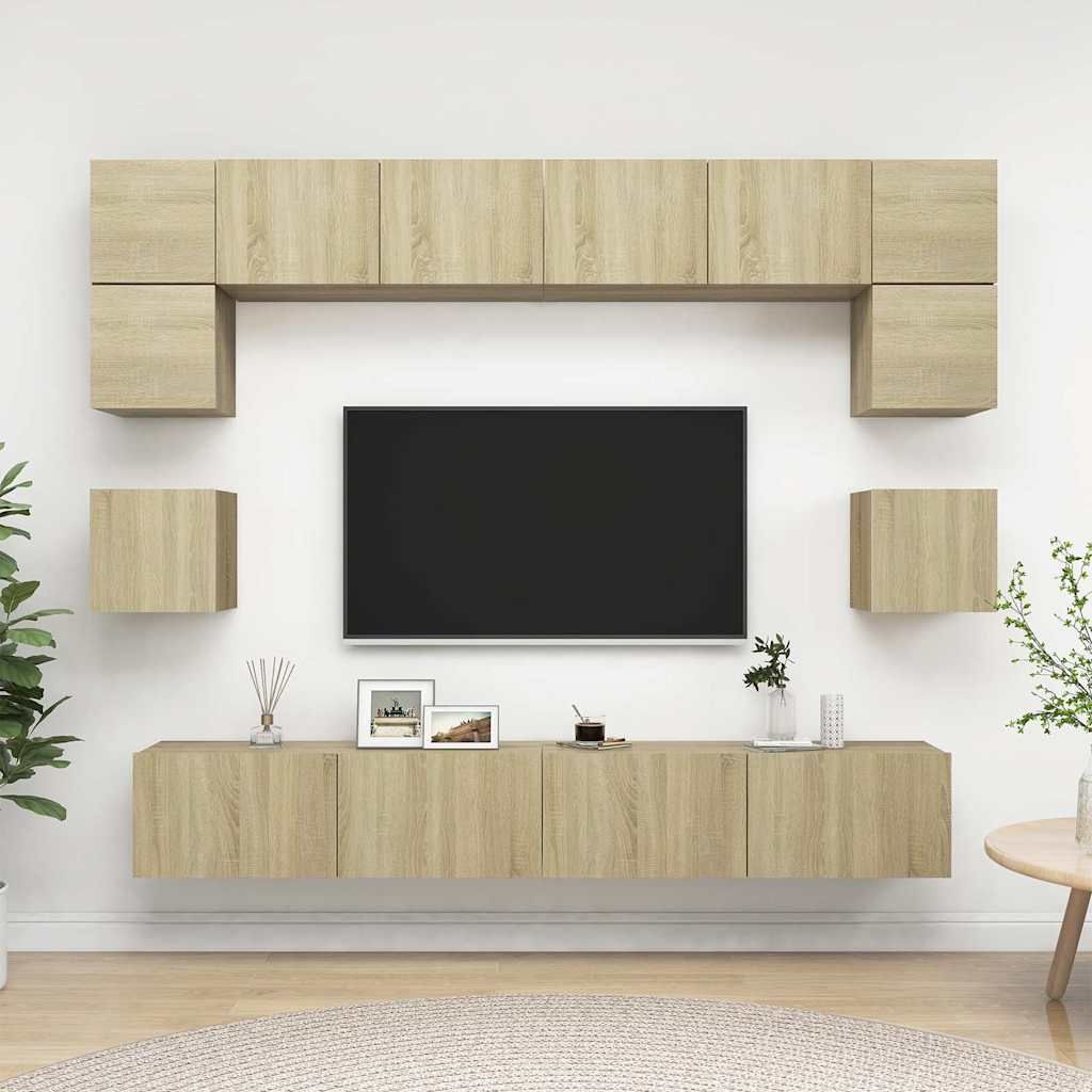 Set di Mobili TV 8 pz Rovere Sonoma in Legno Multistrato vidaXL