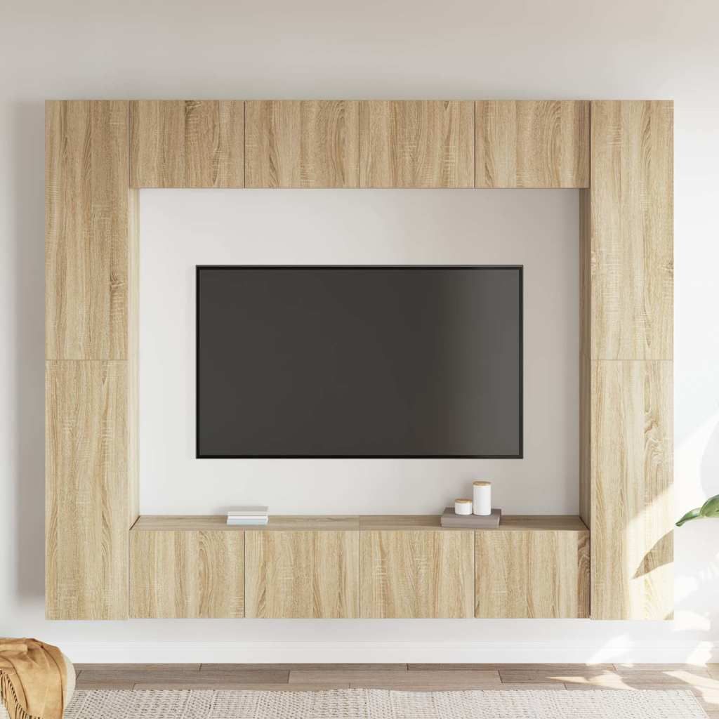 Set di Mobili Porta TV 8 pz Rovere Sonoma in Legno Multistrato vidaXL