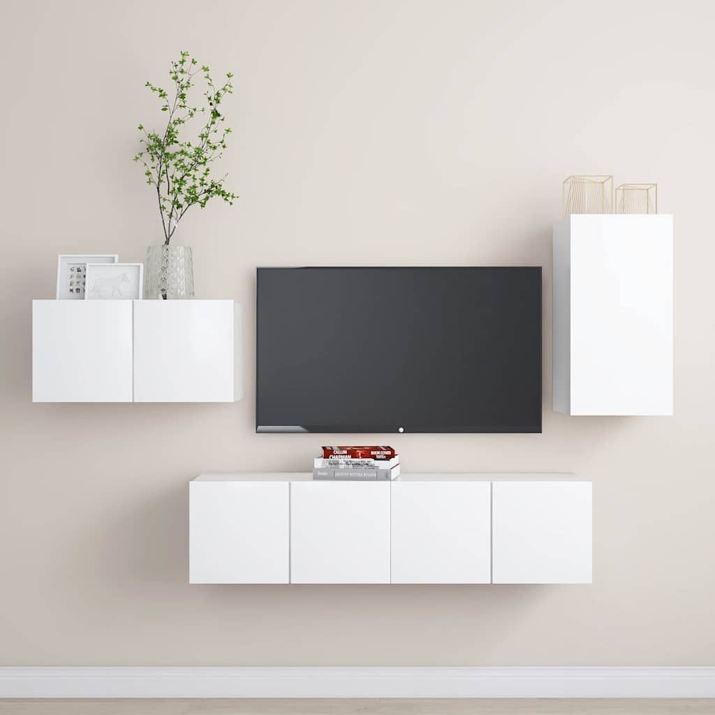 Set di Mobili Porta TV 4 pz Bianco in Legno Multistrato vidaXL