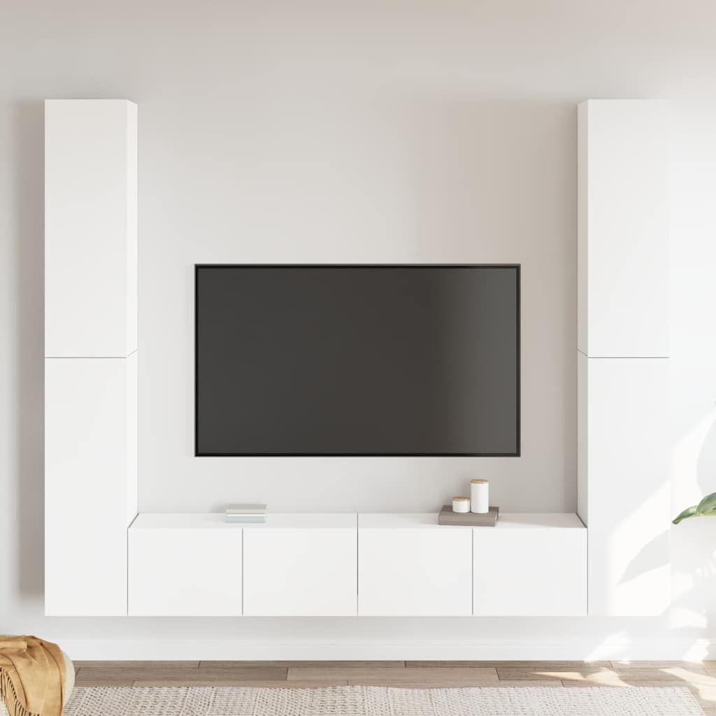 Set Mobili Porta TV 6 pz Bianco in Legno Multistrato vidaXL