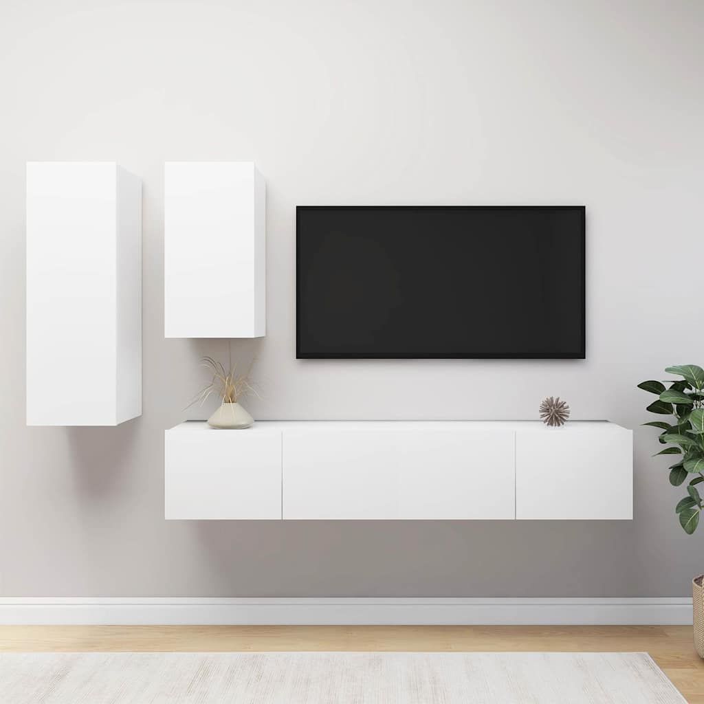 Set di Mobili Porta TV 4 pz Bianco in Legno Multistrato vidaXL
