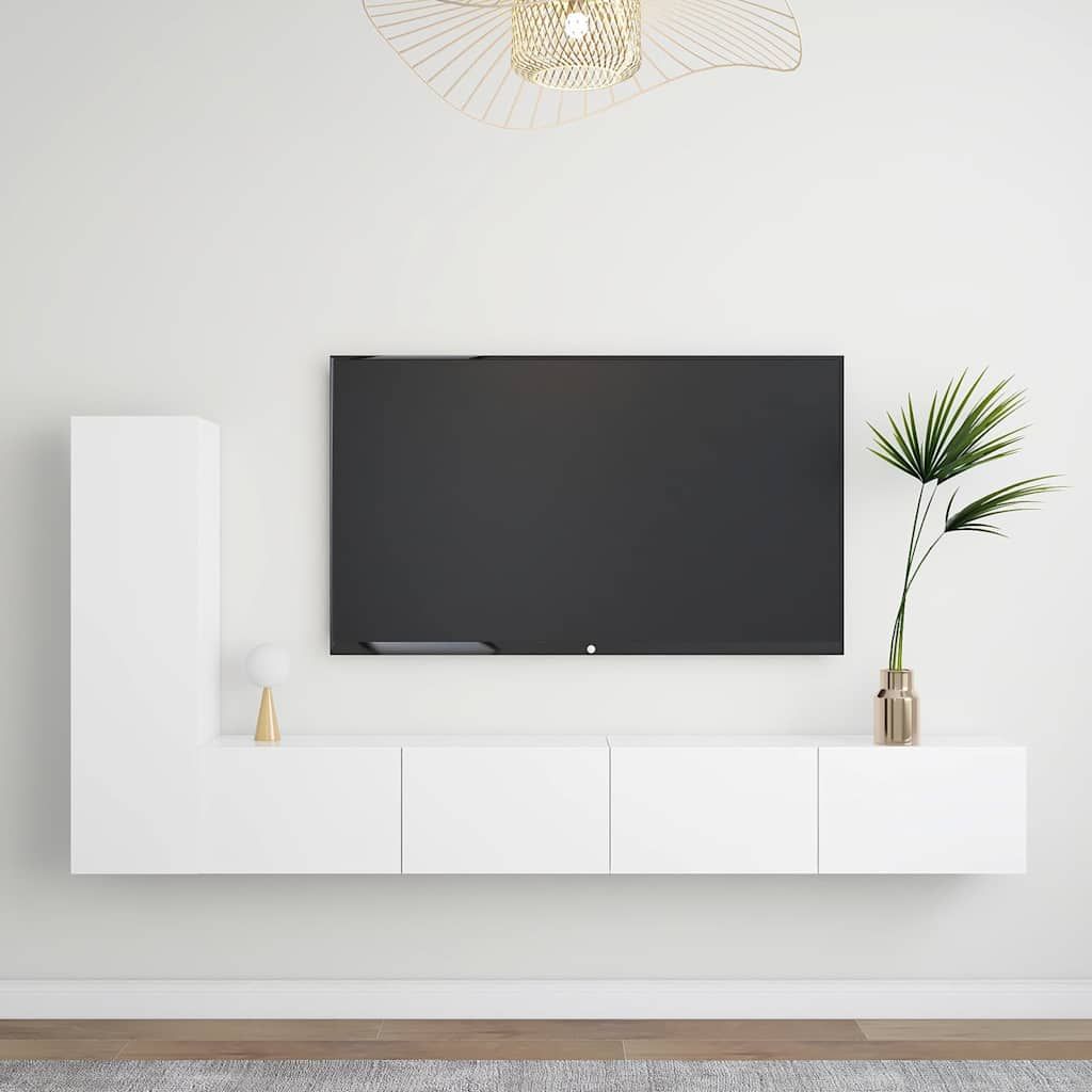 Set Mobili Porta TV 3 pz Bianco in Legno Multistrato vidaXL
