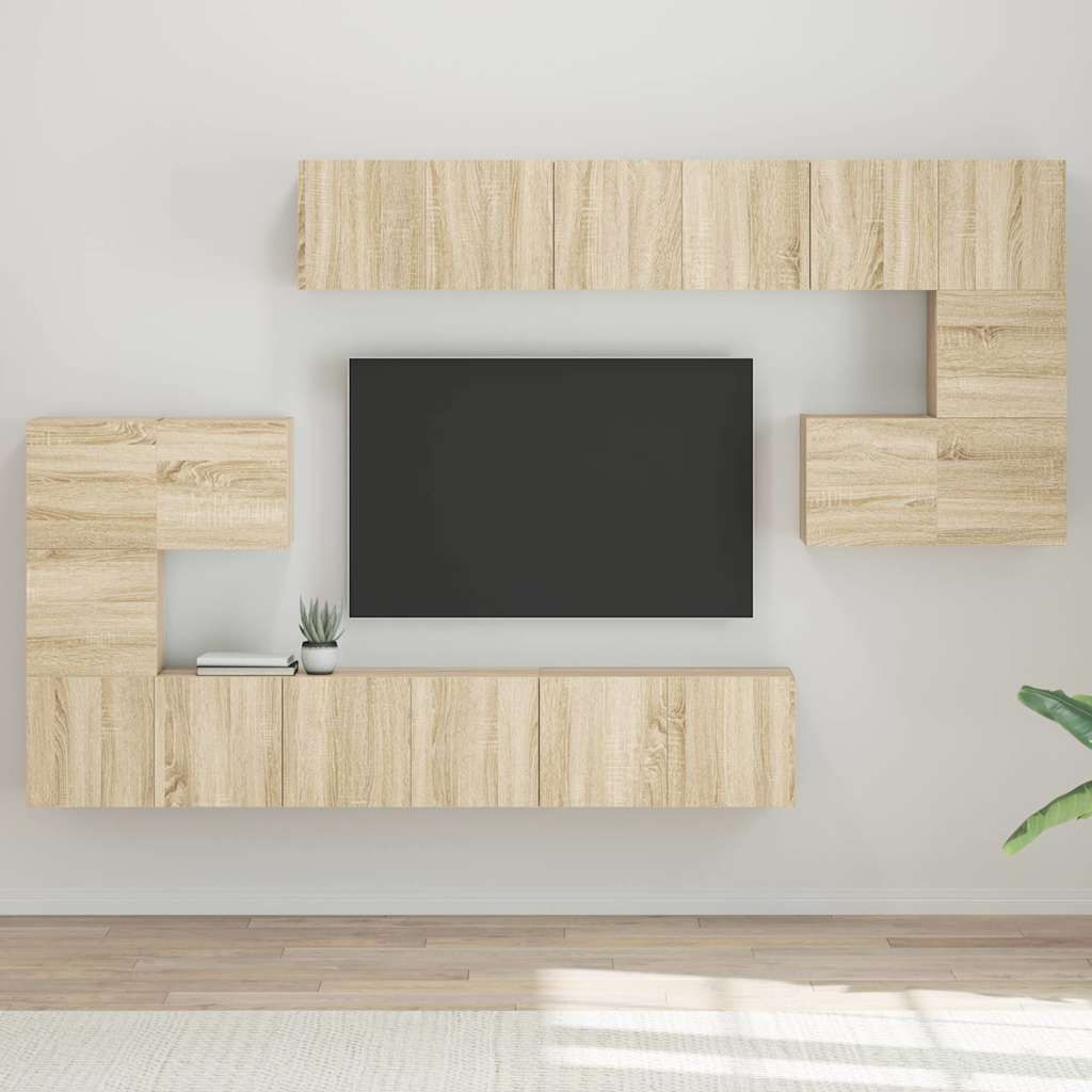 Set di Mobili Porta TV 10 pz Rovere Sonoma in Legno Multistrato vidaXL
