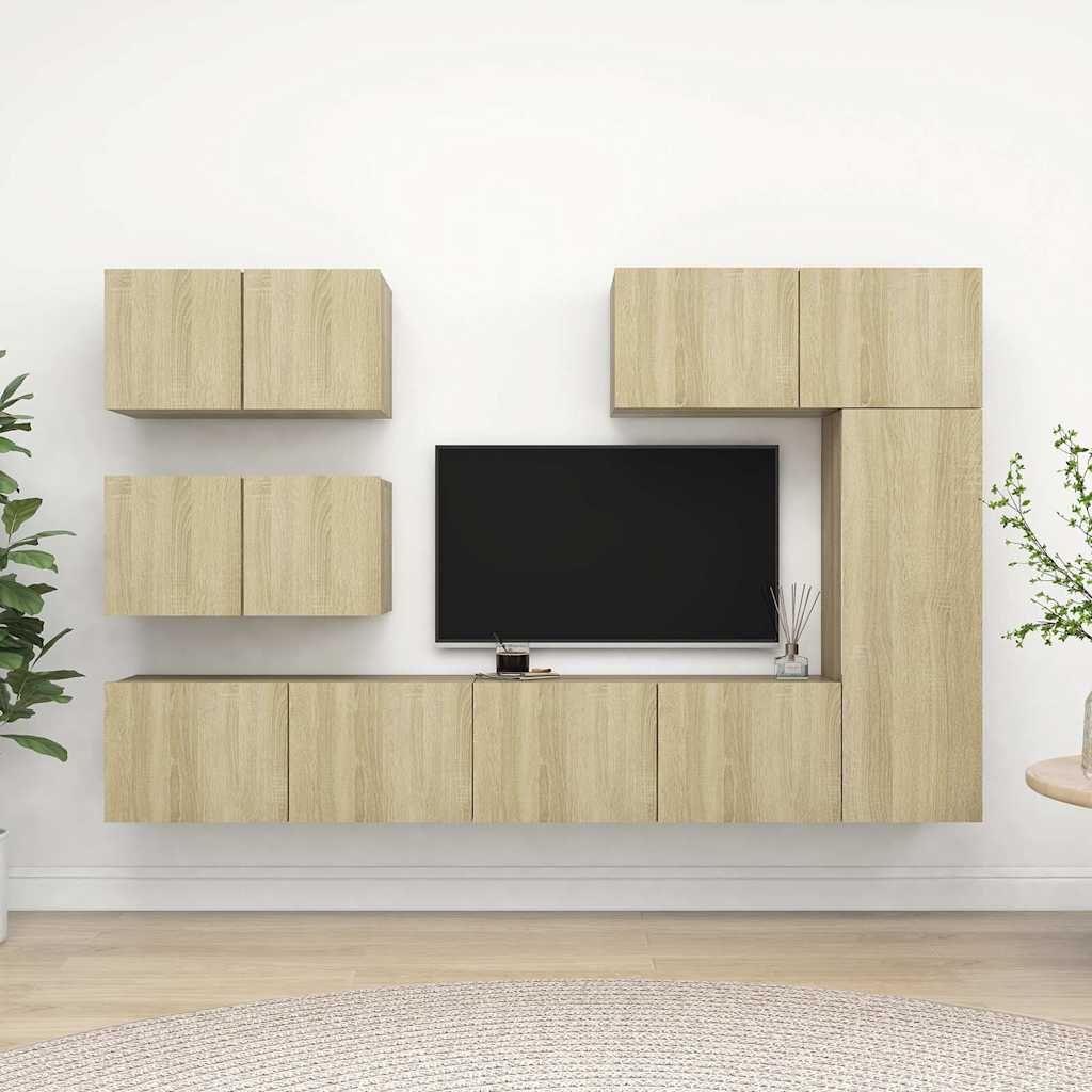 Set di Mobili Porta TV 6 pz Rovere Sonoma in Legno Multistrato vidaXL
