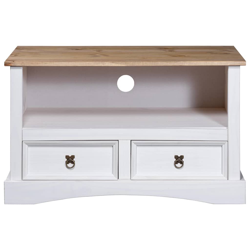 Mobile Porta TV Legno Pino Messicano Corona Bianco 91x43x56 cm vidaXL