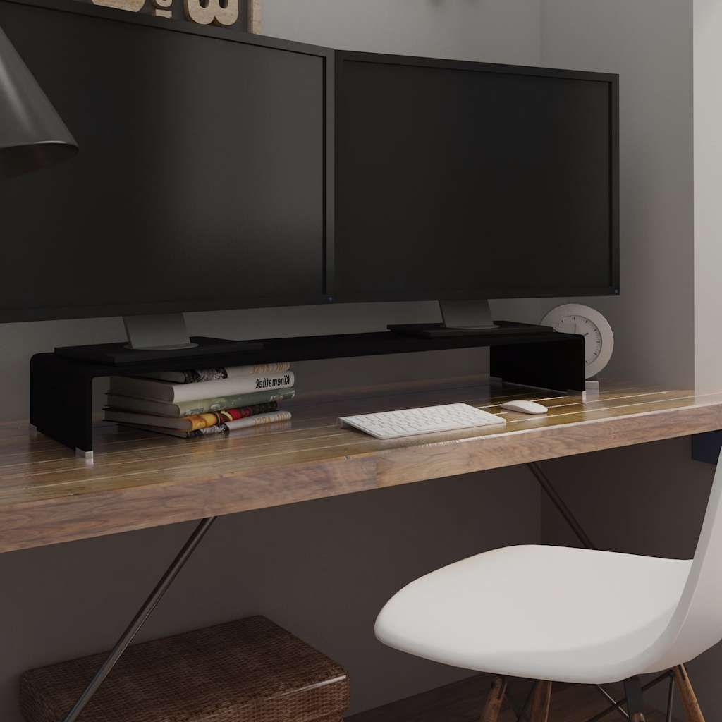 Mobile/Rialzo Porta TV in Vetro Nero 110x30x13 cm vidaXL