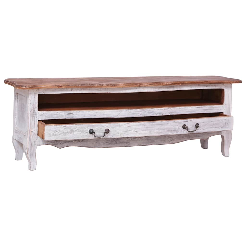Mobile Porta TV 120x30x40 cm Bianco in Legno Massello di Mogano vidaXL