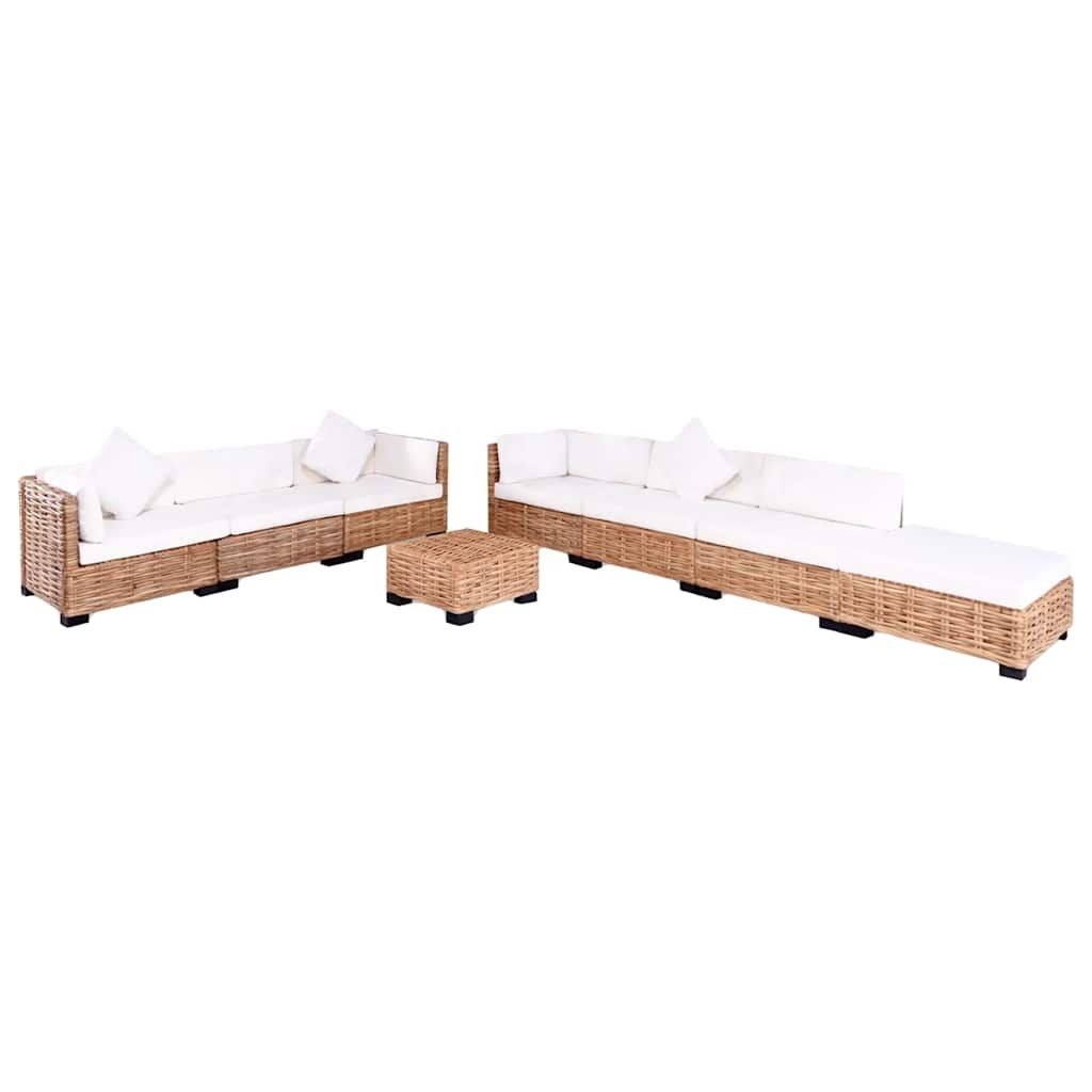 Set Divano 27 pz in Rattan Naturale vidaXL