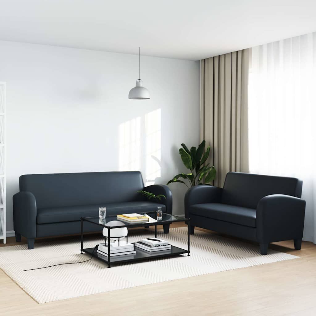 Set Divani 2 pz in Similpelle Nero vidaXL