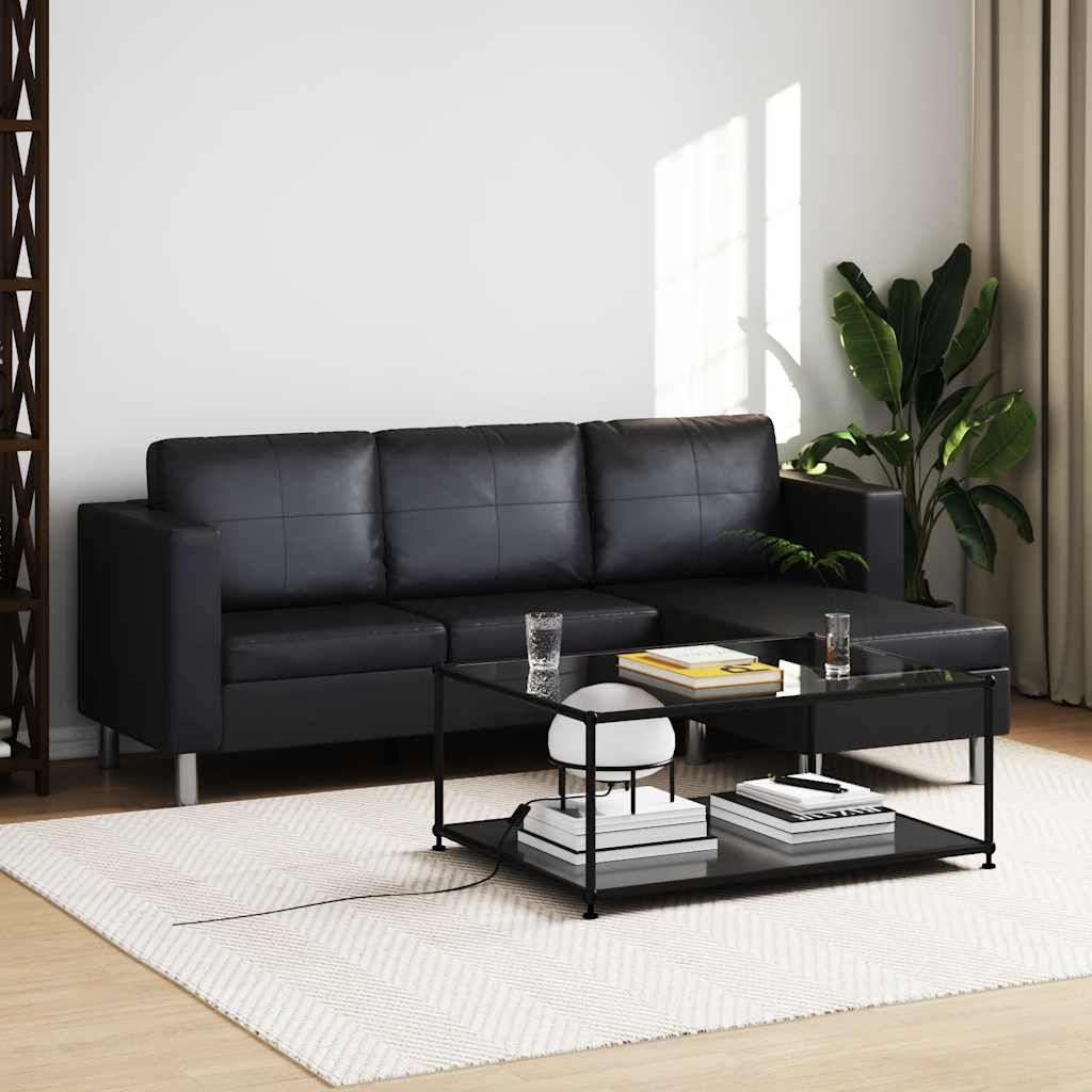 Divano Componibile a 3 Posti in Pelle Artificiale Nero vidaXL