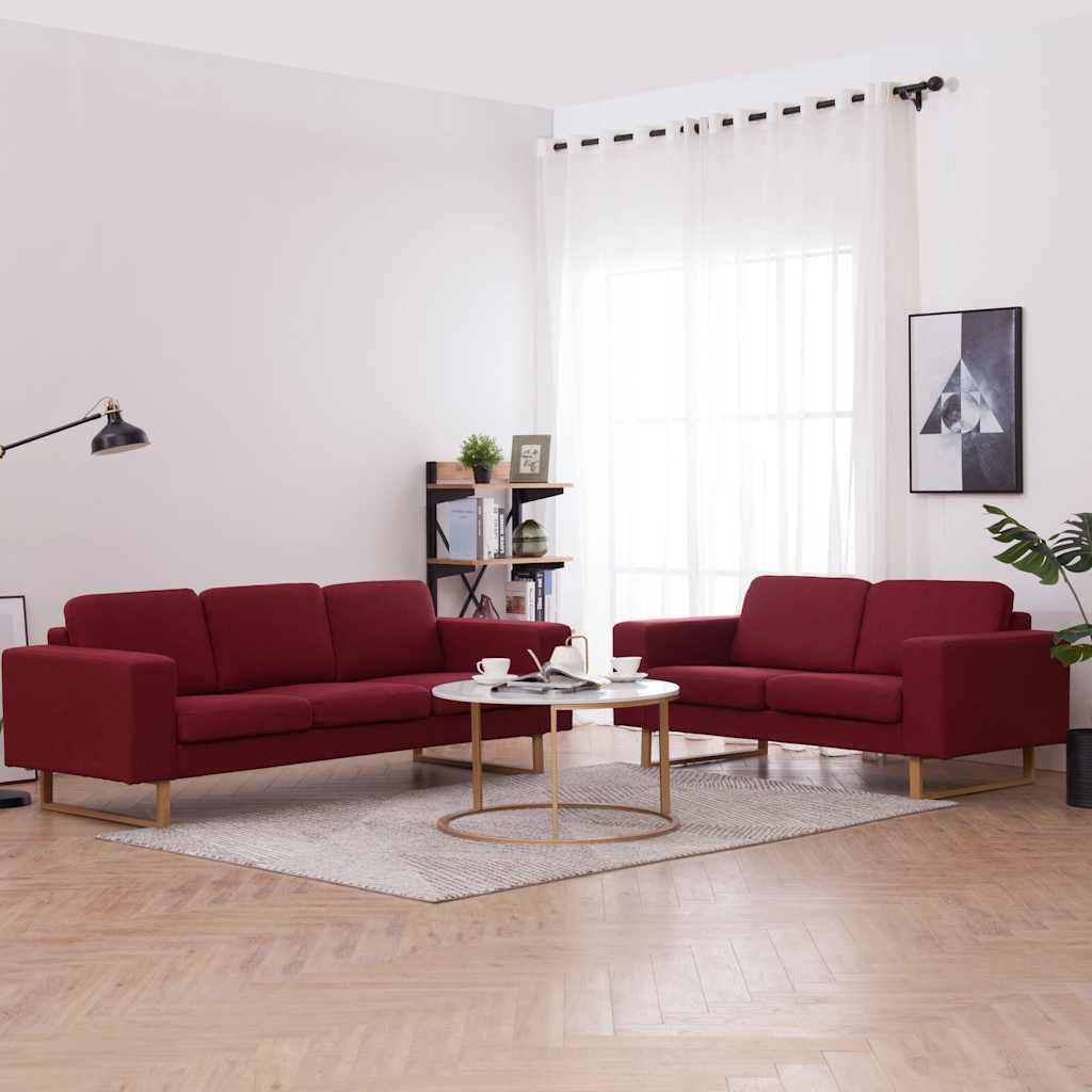 Set Divani 2 pz in Tessuto Rosso Vino vidaXL
