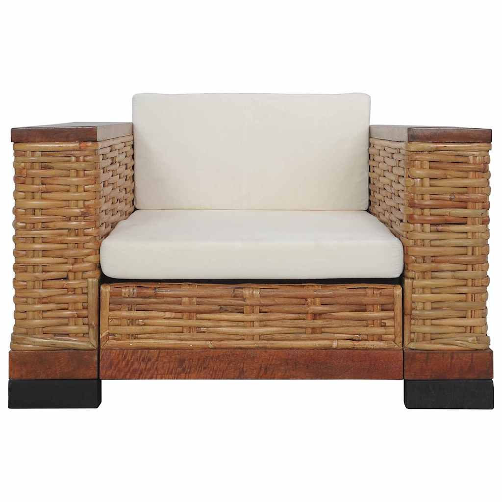 Set di Divani 2 pz con Cuscini in Rattan Naturale Marrone vidaXL