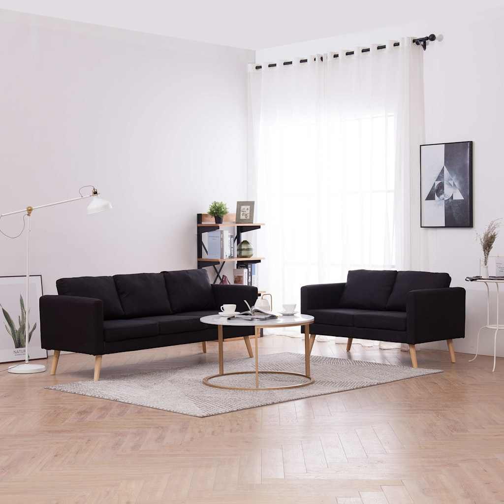 Set Divani 2 pz in Tessuto Nero vidaXL