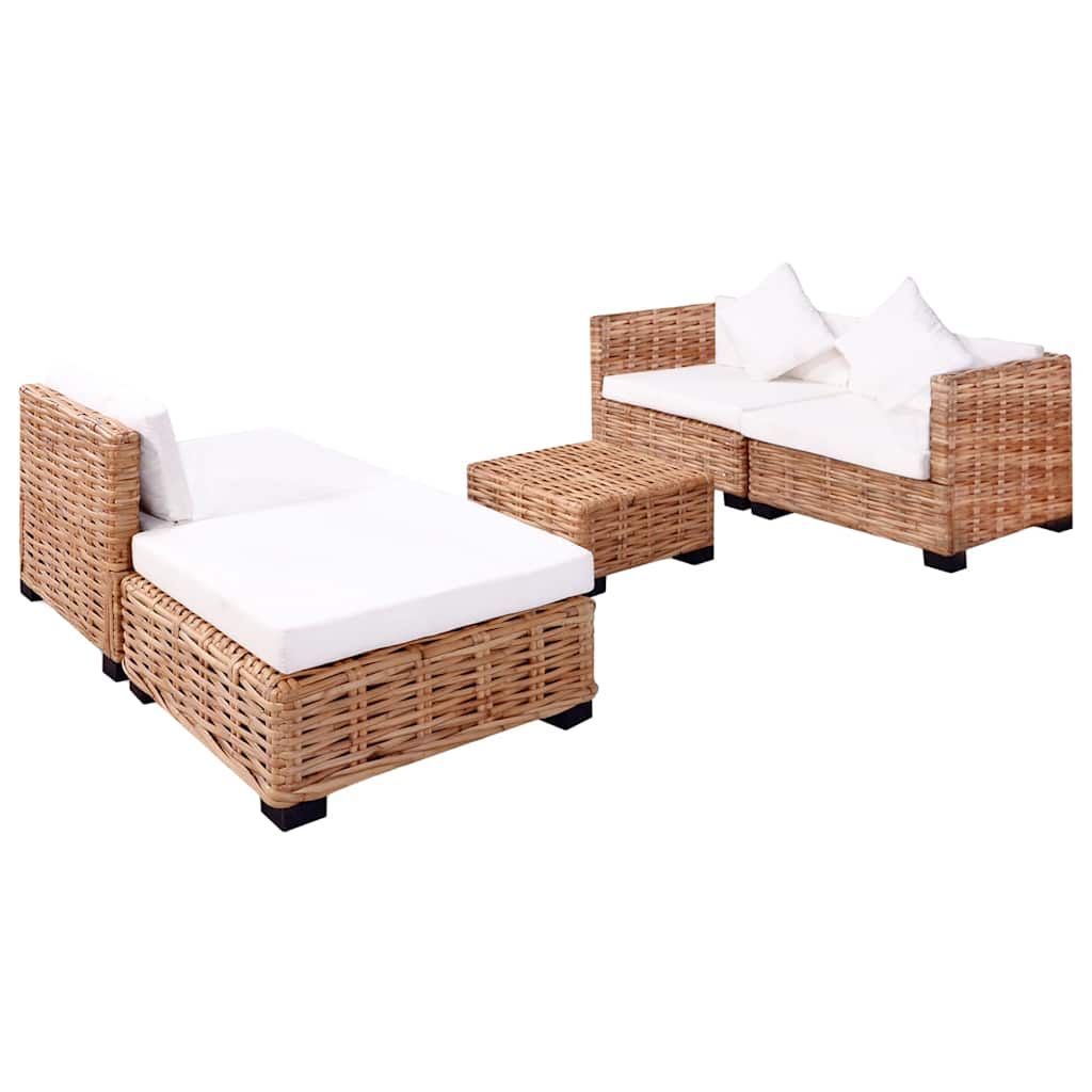 Set Divano 14 pz in Rattan Naturale vidaXL