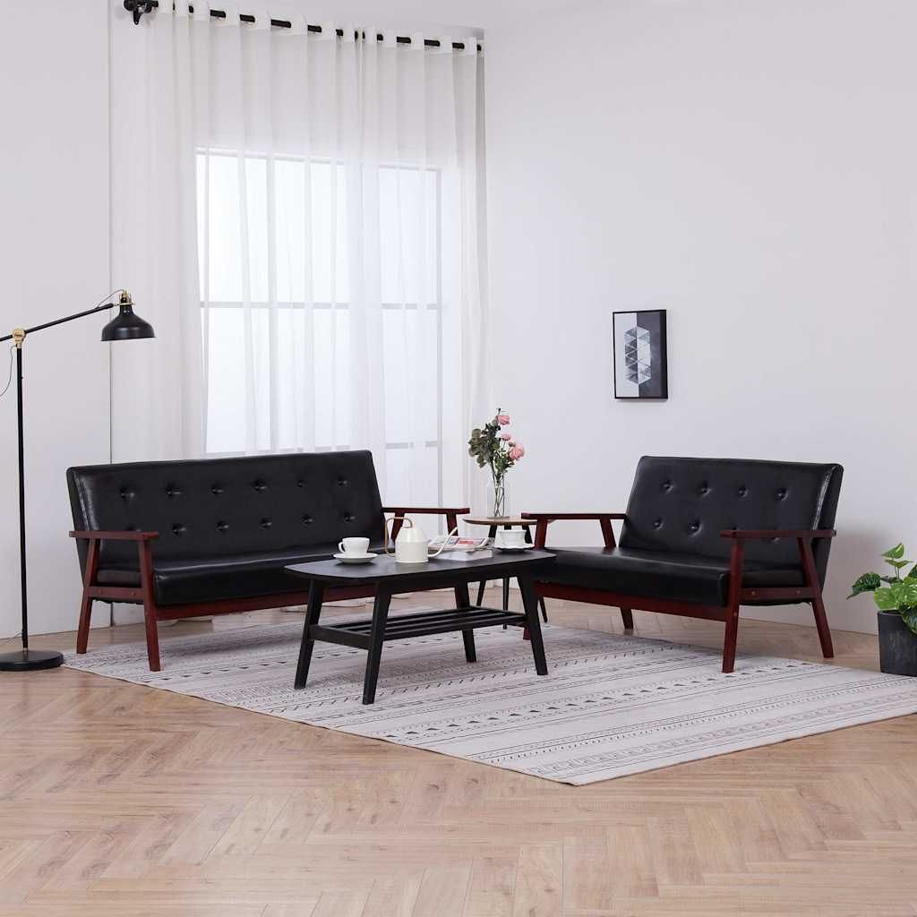 Set di Divani 2 pz Nero in Similpelle vidaXL